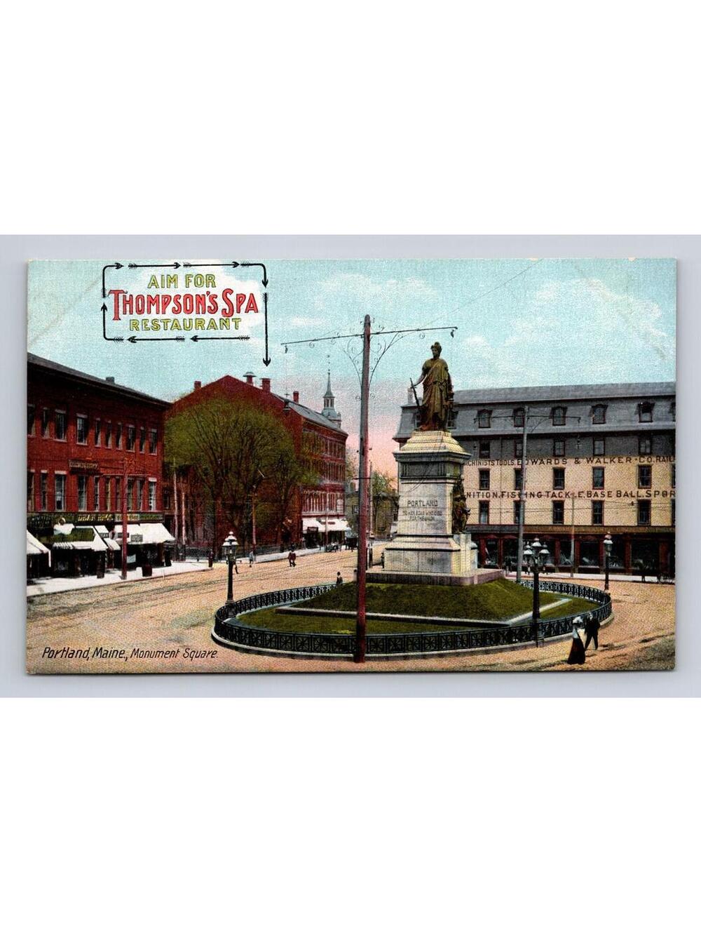 Aim For Thompson's Spa Restaurant Portland Maine Postcard
